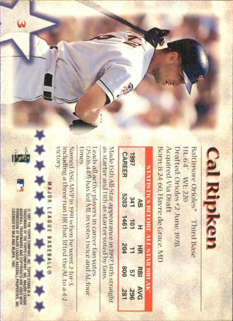 1997 Topps Stars #3 Cal Ripken back image