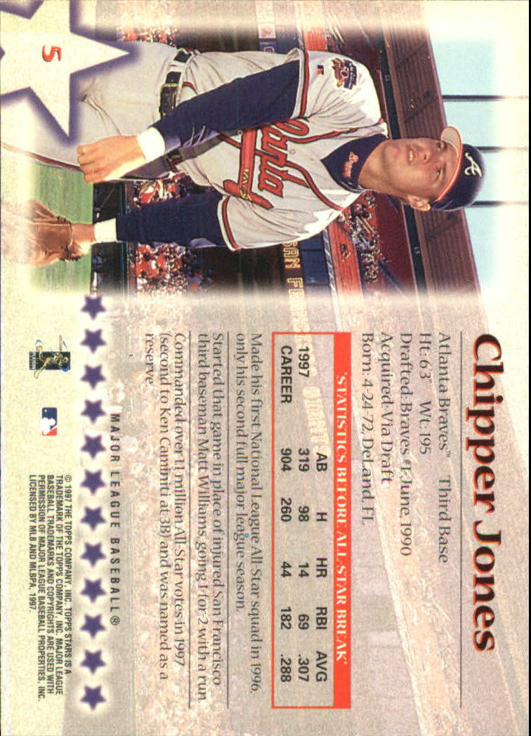 1997 Topps Stars #5 Chipper Jones back image