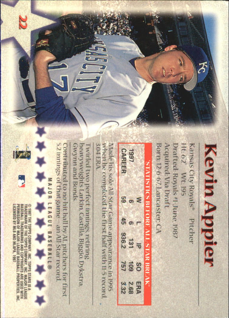 1997 Topps Stars #22 Kevin Appier back image