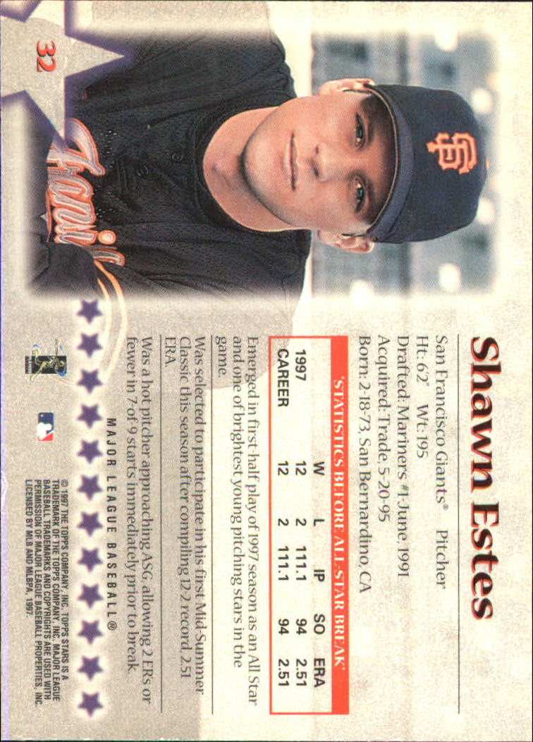 1997 Topps Stars #32 Shawn Estes back image