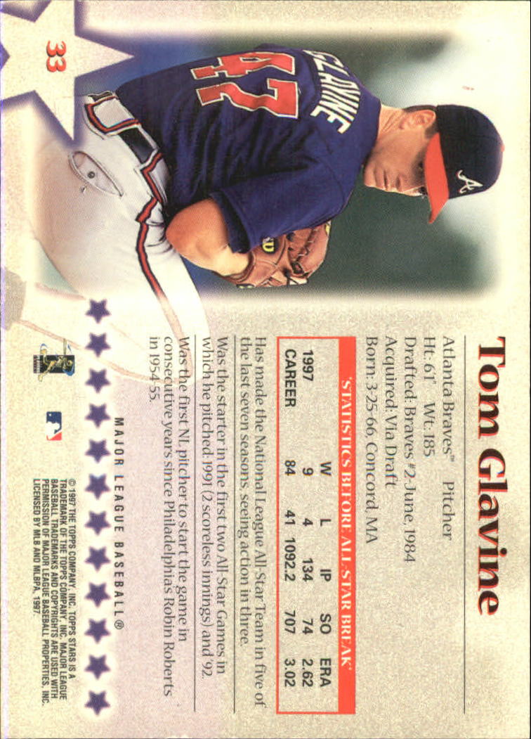 1997 Topps Stars #33 Tom Glavine back image