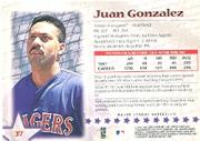 1997 Topps Stars #37 Juan Gonzalez back image