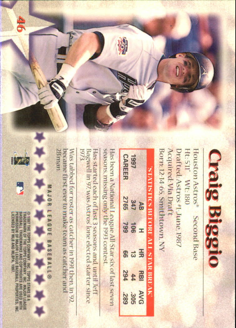 1997 Topps Stars #46 Craig Biggio back image