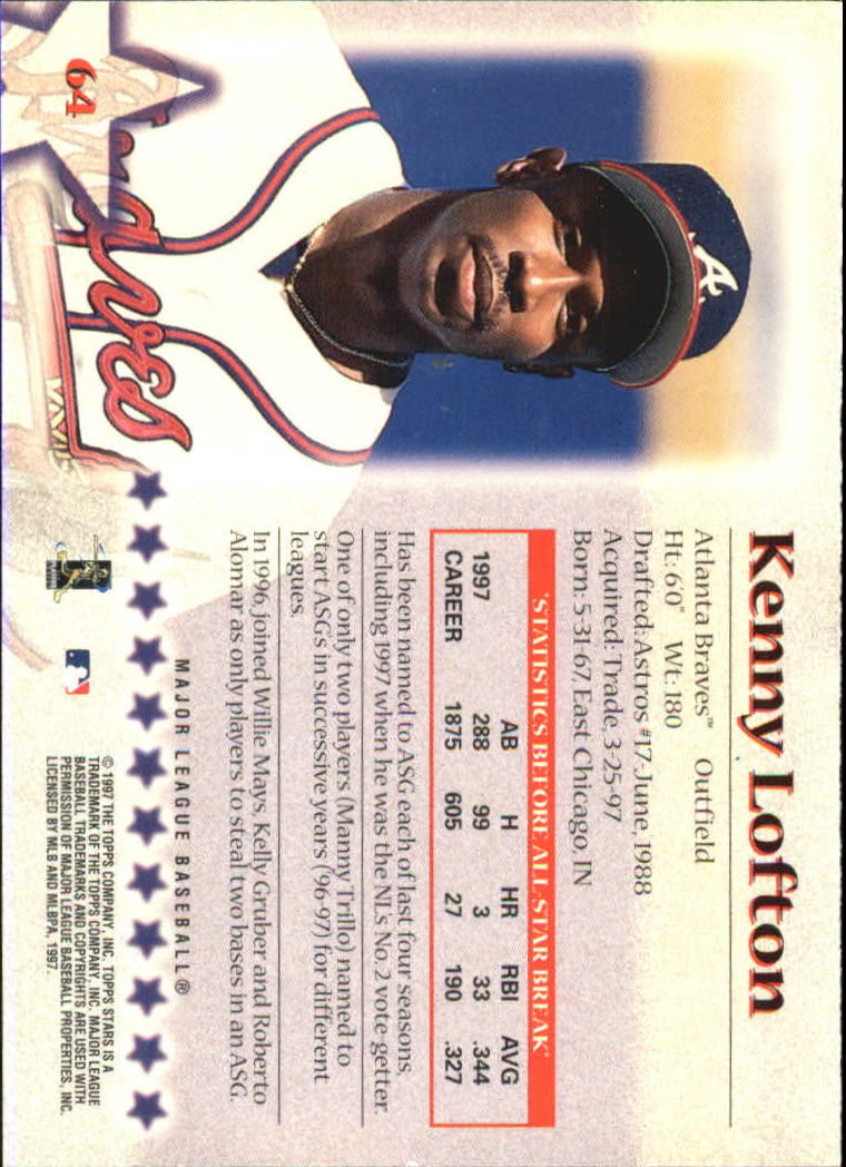 1997 Topps Stars #64 Kenny Lofton back image