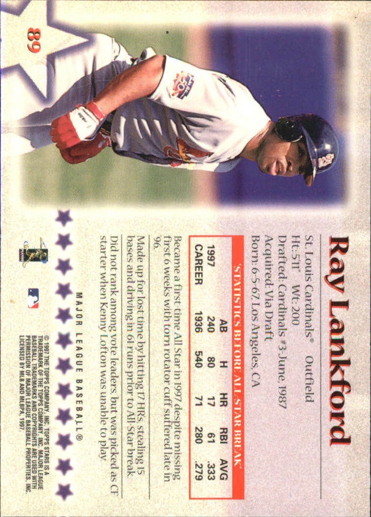 1997 Topps Stars #89 Ray Lankford back image