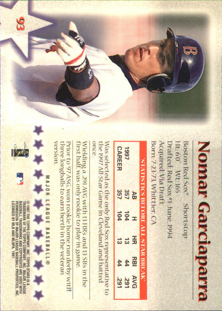 1997 Topps Stars #93 Nomar Garciaparra back image
