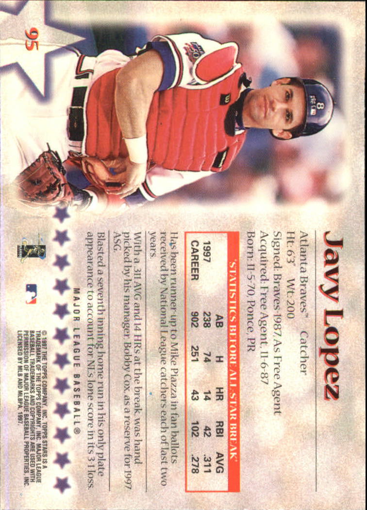 1997 Topps Stars #95 Javy Lopez back image