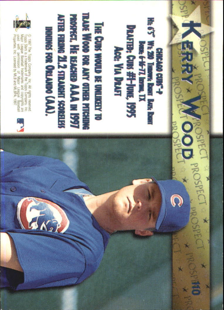 1997 Topps Stars #110 Kerry Wood RC back image