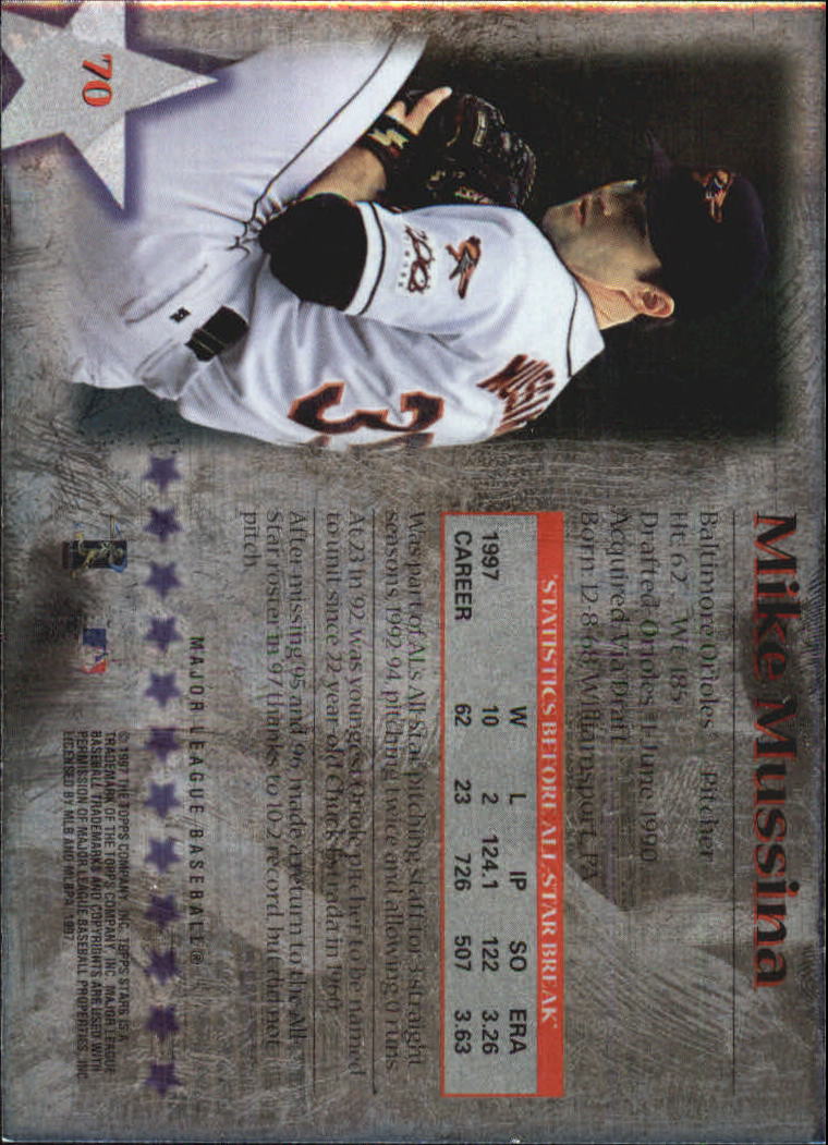 1997 Topps Stars Always Mint #70 Mike Mussina back image