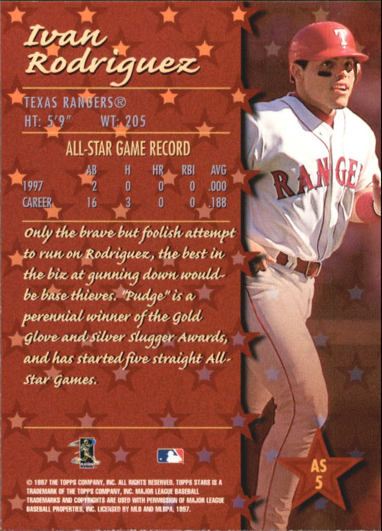 1997 Topps Stars '97 All-Stars #AS5 Ivan Rodriguez back image