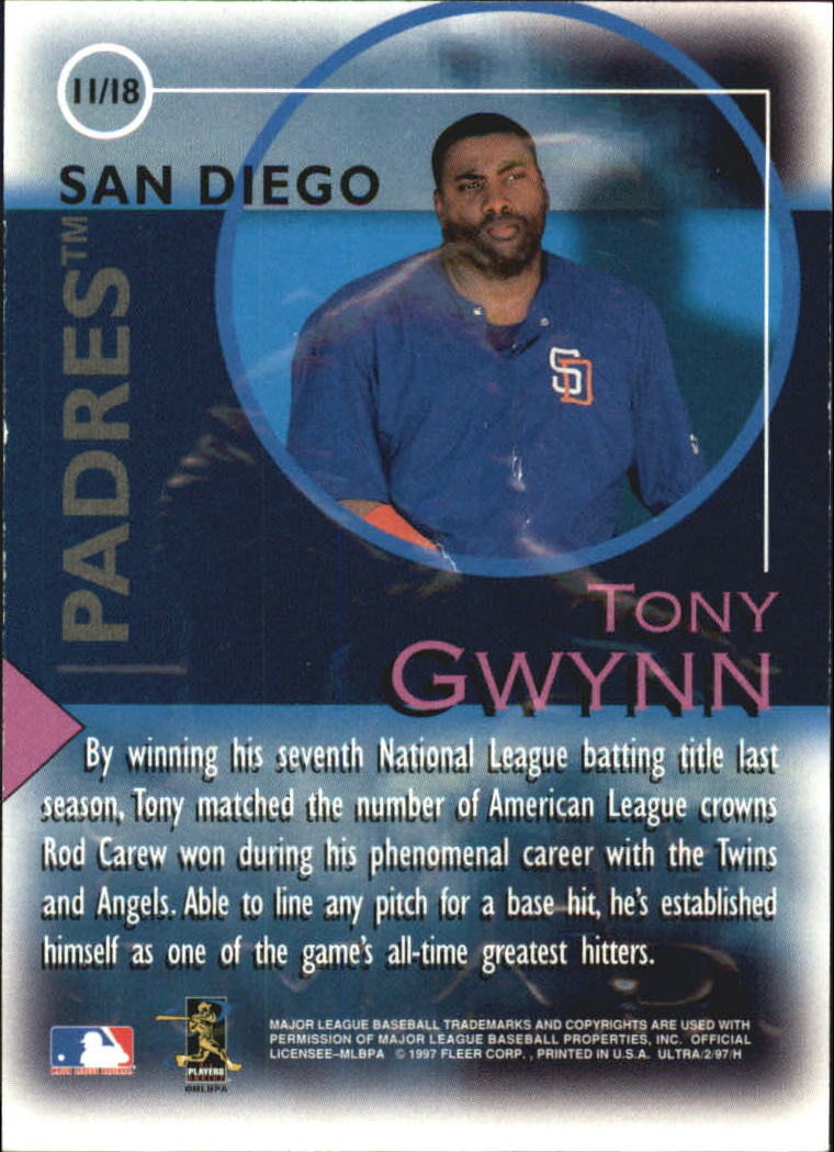 1997 Ultra Fame Game #11 Tony Gwynn back image