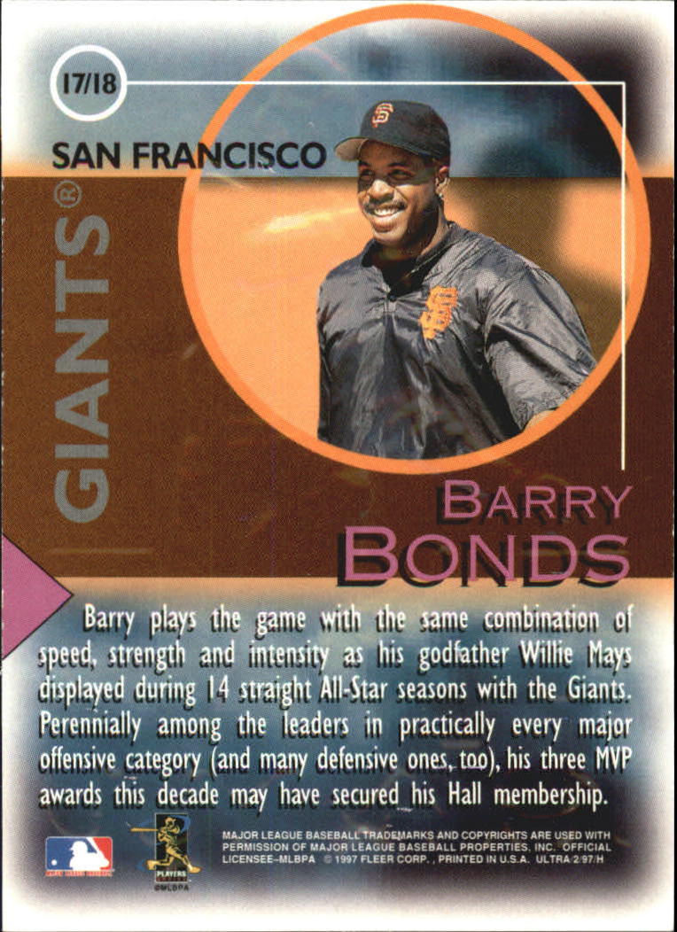 1997 Ultra Fame Game #17 Barry Bonds back image