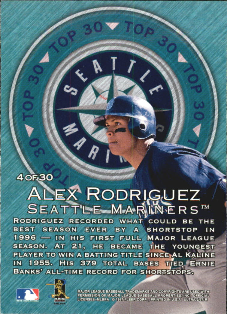 1997 Ultra Top 30 #4 Alex Rodriguez back image