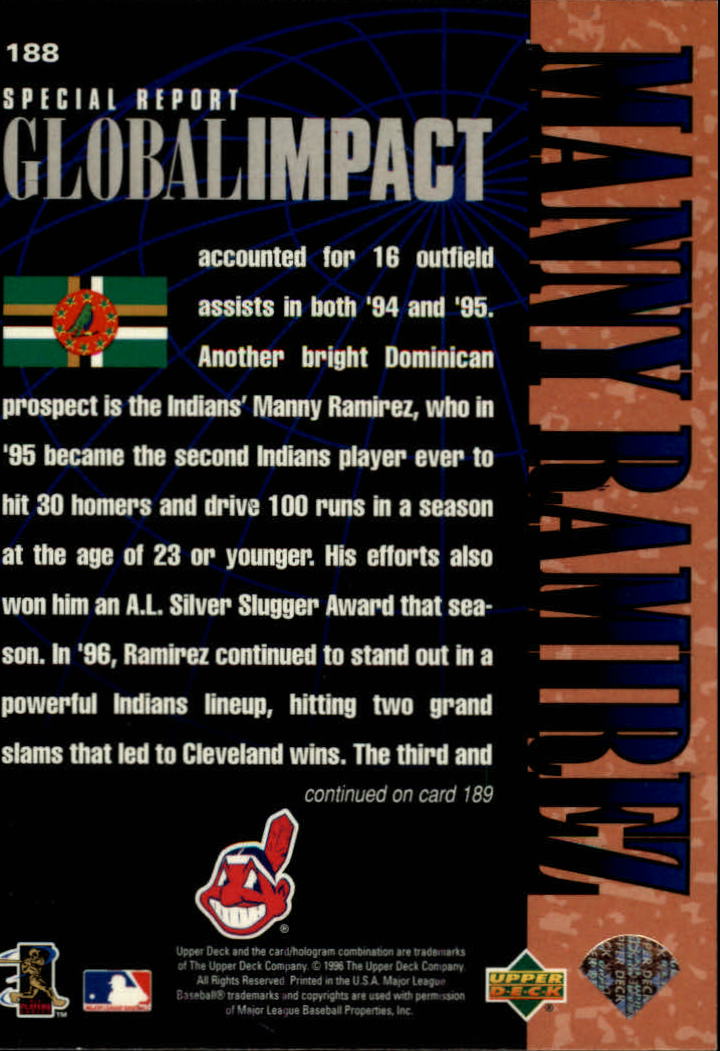 1997 Upper Deck #188 Manny Ramirez GI back image
