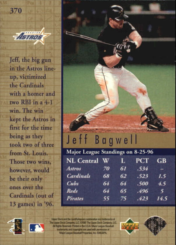 1997 Upper Deck #370A Jeff Bagwell CF back image
