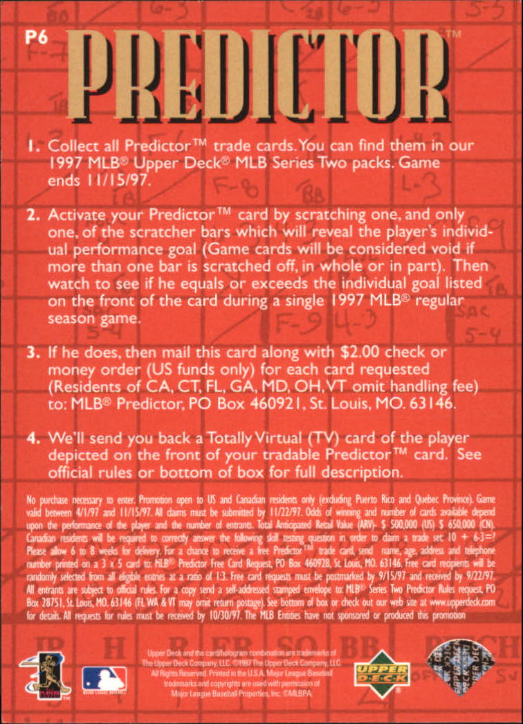 1997 Upper Deck Predictor #6 Brady Anderson
