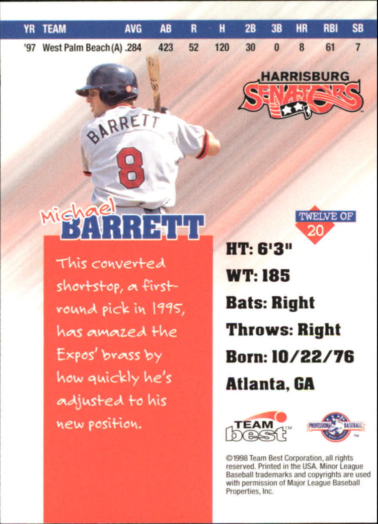 1998 Best Diamond Best #12 Michael Barrett back image