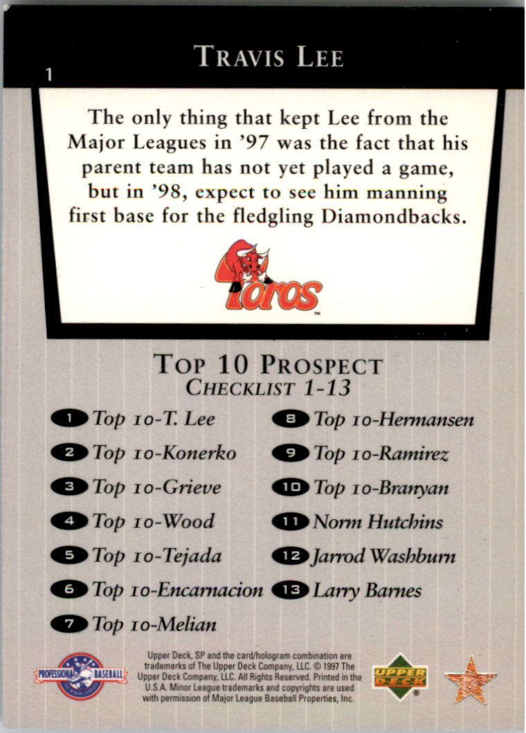 1998 SP Top Prospects #1 Travis Lee T10 back image
