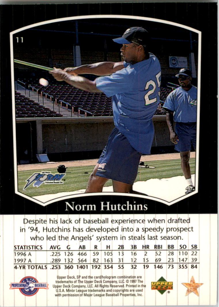 1998 SP Top Prospects #11 Norm Hutchins back image