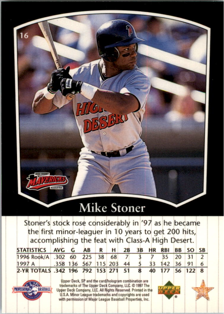 1998 SP Top Prospects #16 Mike Stoner back image
