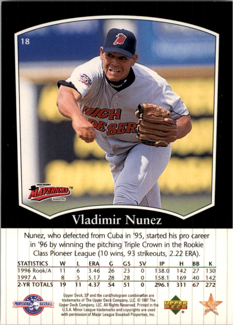 1998 SP Top Prospects #18 Vladimir Nunez back image
