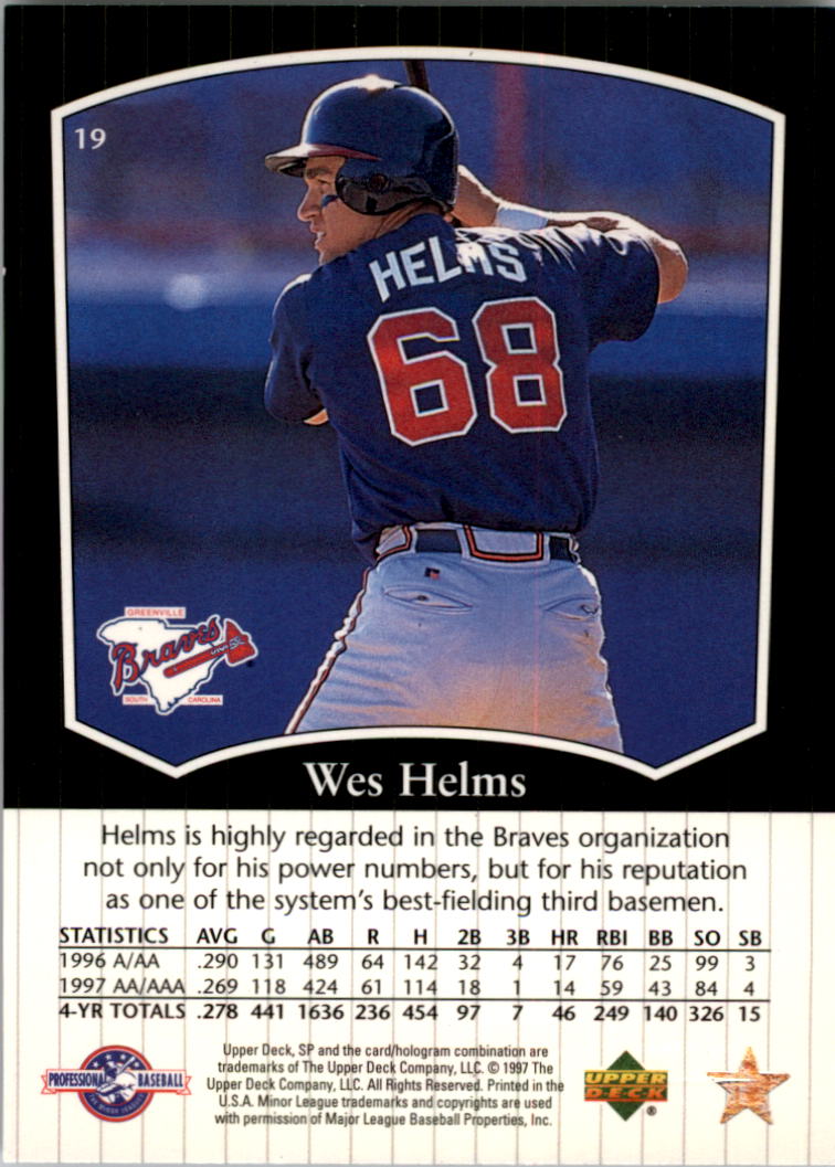 1998 SP Top Prospects #19 Wes Helms back image