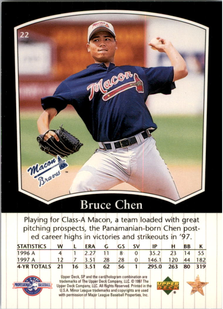1998 SP Top Prospects #22 Bruce Chen back image