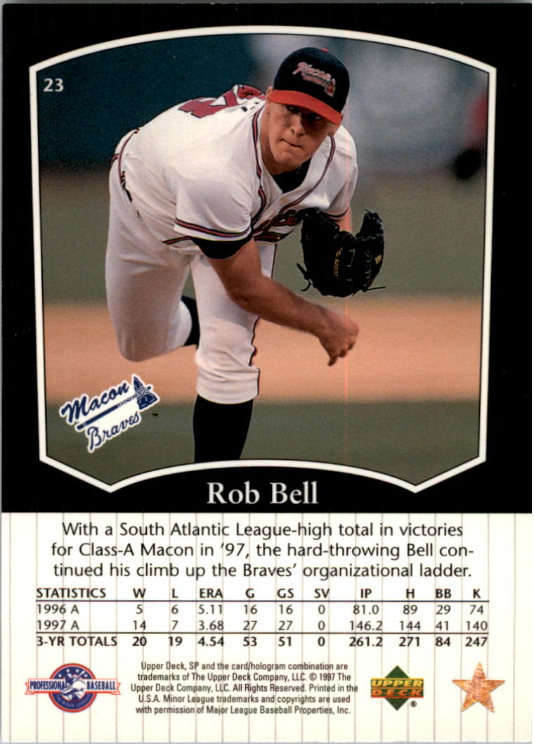 1998 SP Top Prospects #23 Rob Bell back image
