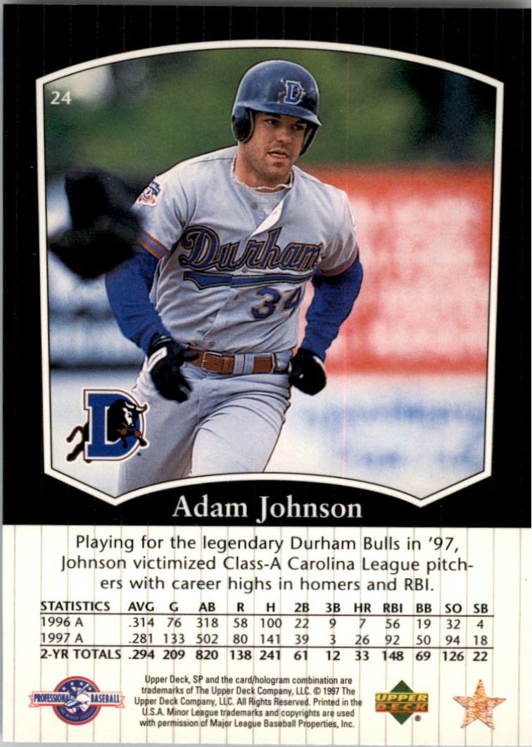 1998 SP Top Prospects #24 Adam Johnson back image