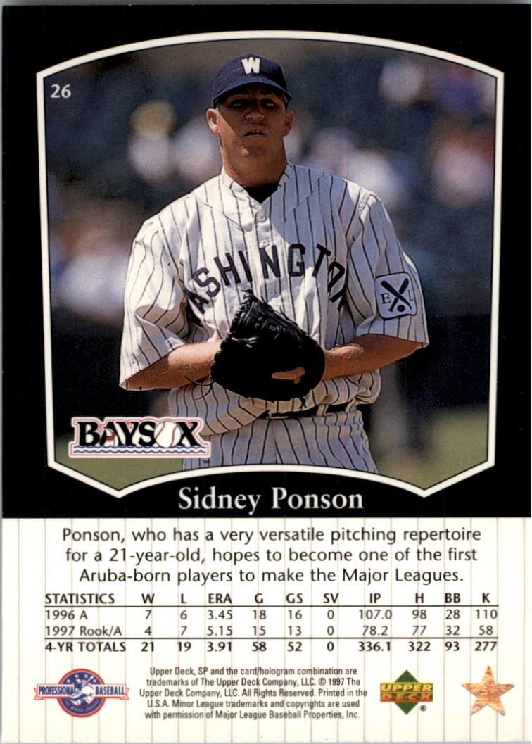1998 SP Top Prospects #26 Sidney Ponson back image