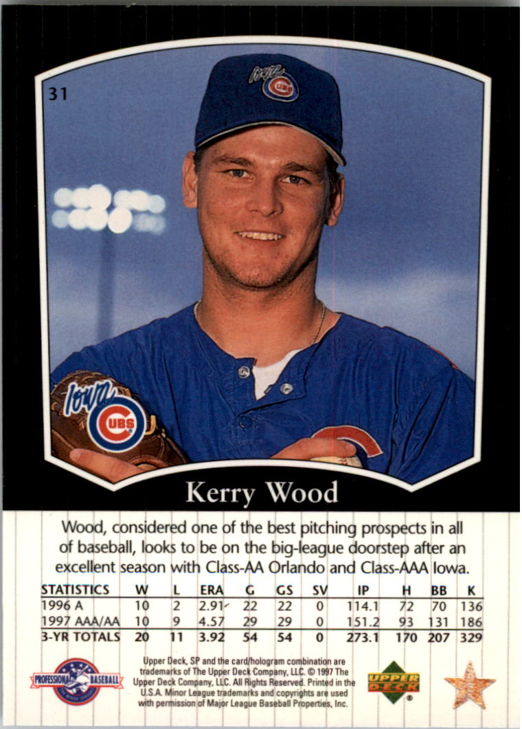1998 SP Top Prospects #31 Kerry Wood back image