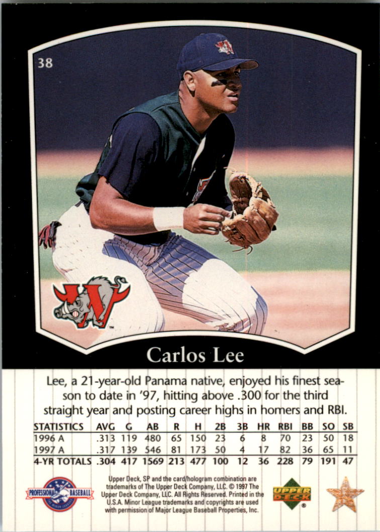 1998 SP Top Prospects #38 Carlos Lee back image