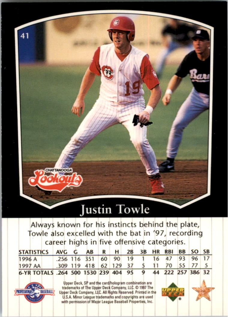 1998 SP Top Prospects #41 Justin Towle back image