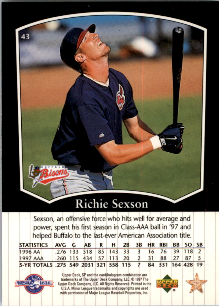 1998 SP Top Prospects #43 Richie Sexson back image