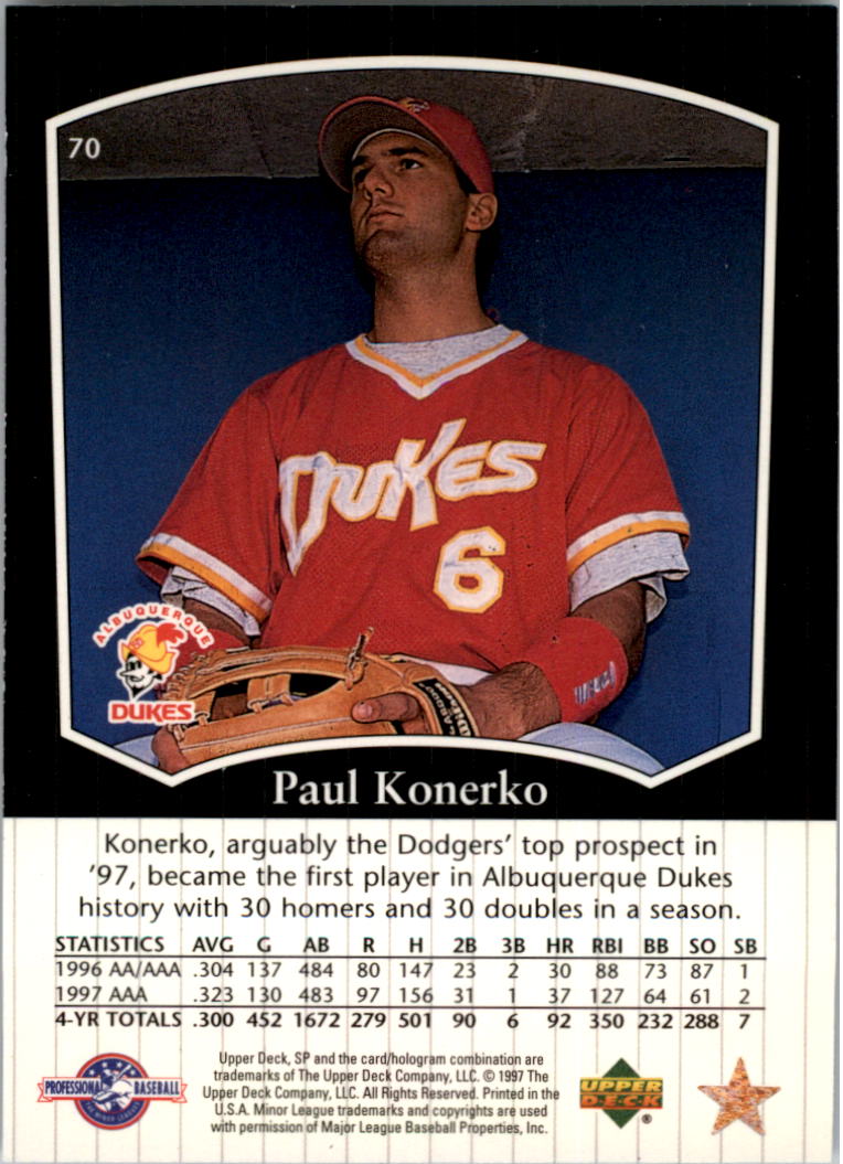 1998 SP Top Prospects #70 Paul Konerko back image