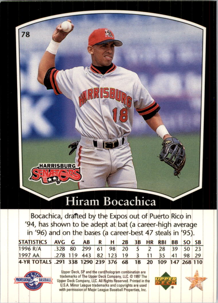 1998 SP Top Prospects #78 Hiram Bocachica back image