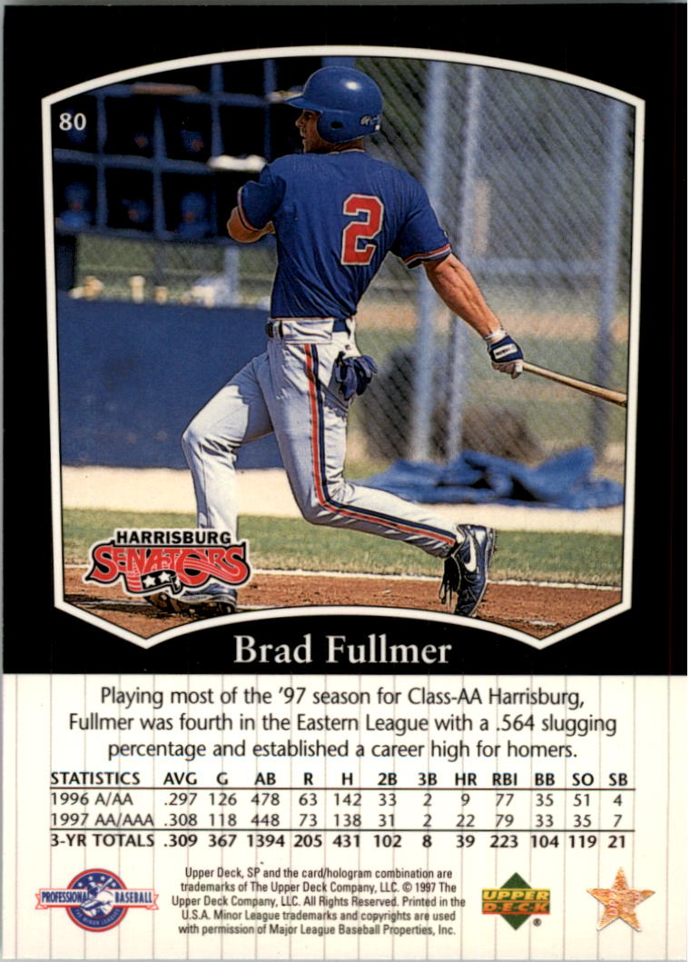 1998 SP Top Prospects #80 Brad Fullmer back image