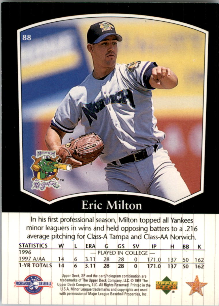 1998 SP Top Prospects #88 Eric Milton back image