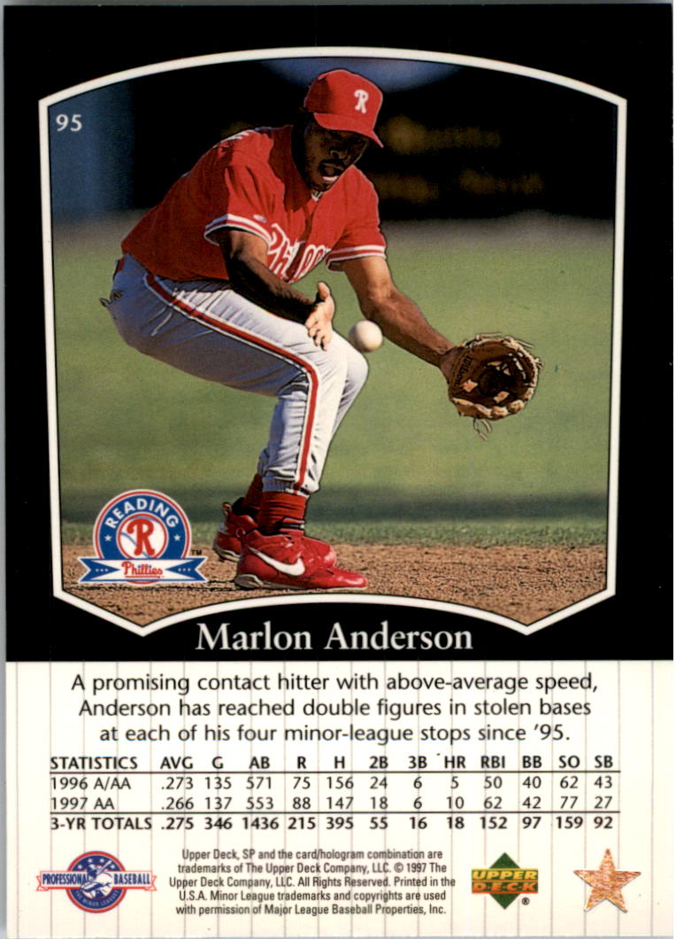 1998 SP Top Prospects #95 Marlon Anderson back image