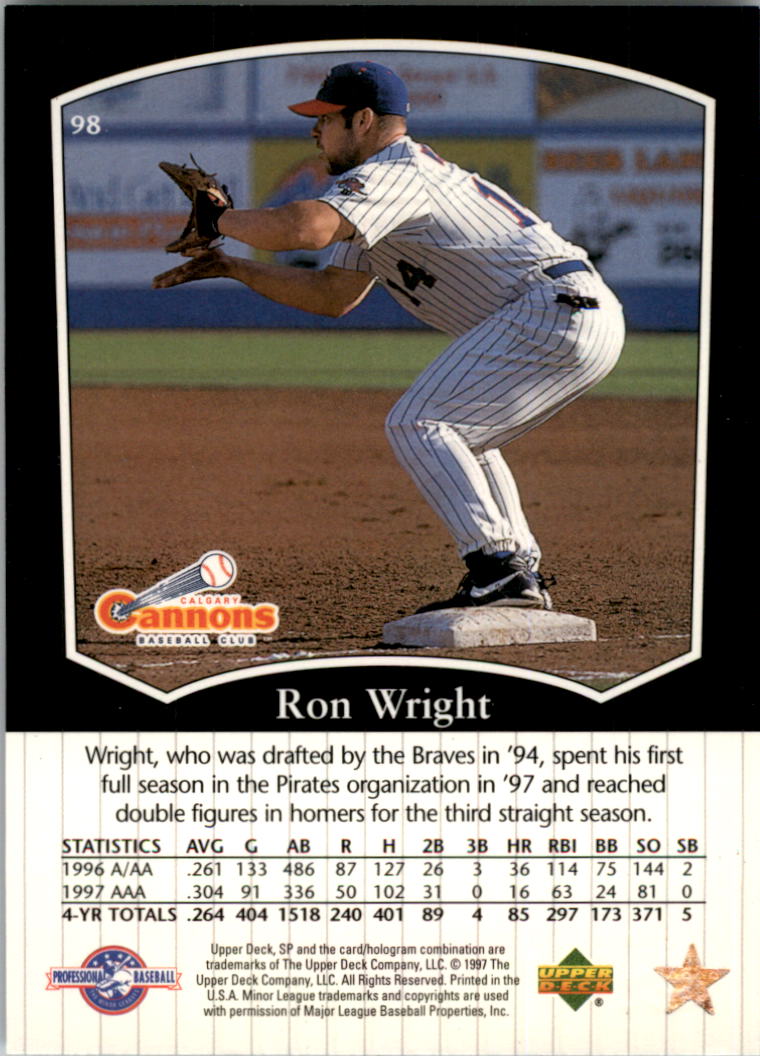1998 SP Top Prospects #98 Ron Wright back image