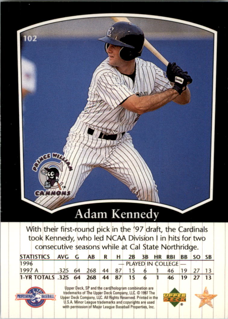 1998 SP Top Prospects #102 Adam Kennedy back image