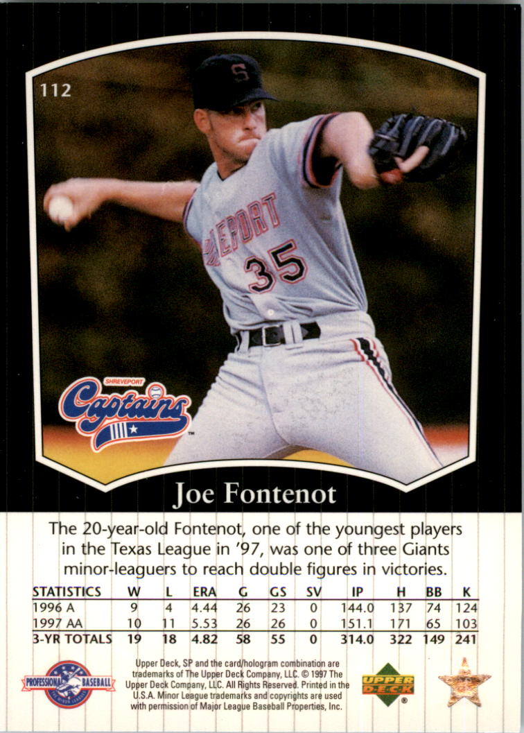 1998 SP Top Prospects #112 Joe Fontenot back image