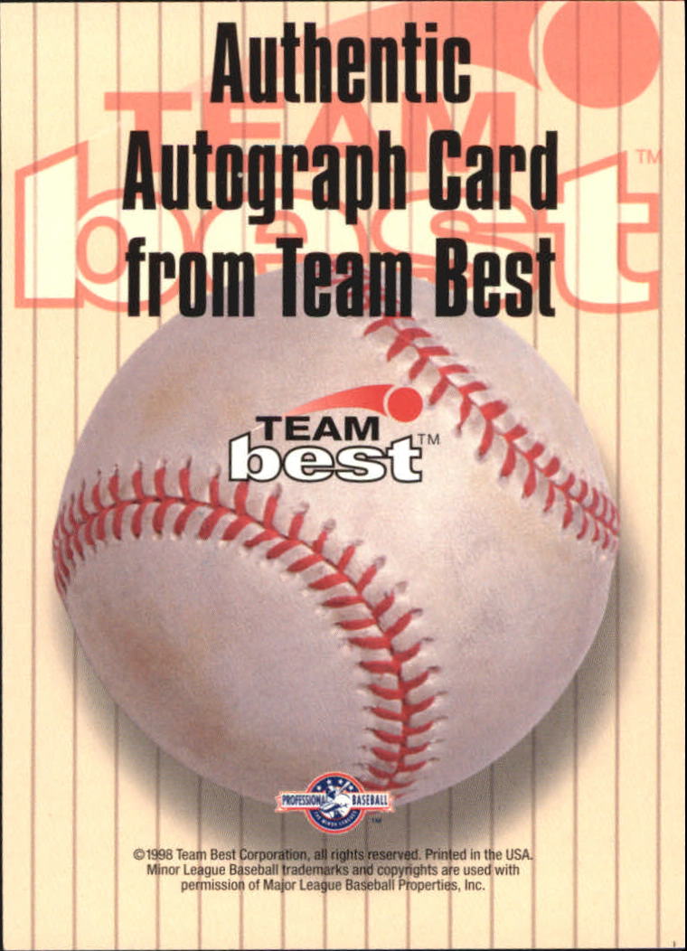 1998 Best Autographs Signature Series #22 Geoff Goetz back image