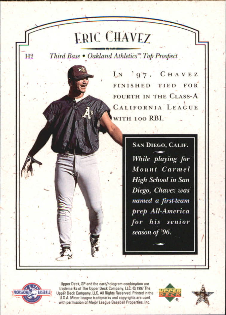 1998 SP Top Prospects Small Town Heroes #H2 Eric Chavez back image