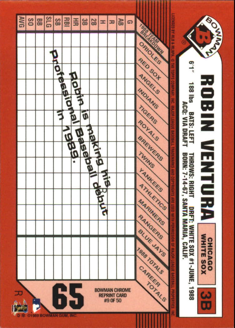 1998 Bowman Chrome Reprints Refractors #9 Robin Ventura back image