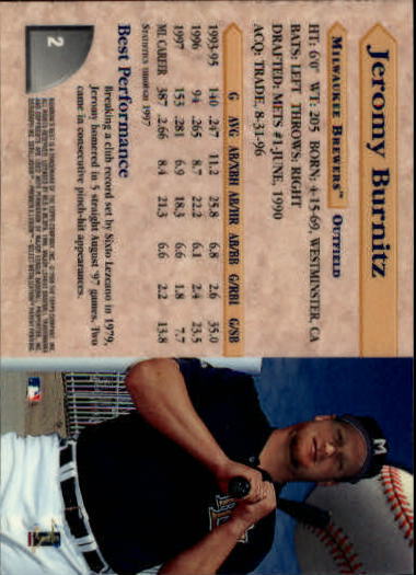 1998 Bowman's Best #2 Jeromy Burnitz back image