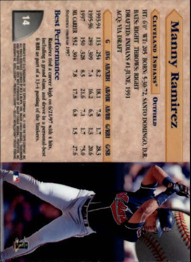 1998 Bowman's Best #14 Manny Ramirez back image