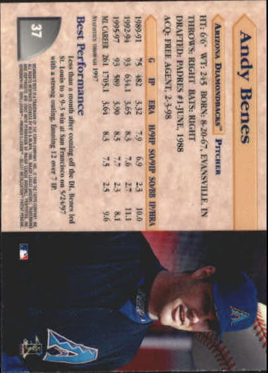 1998 Bowman's Best #37 Andy Benes back image