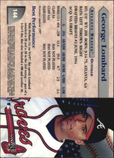 1998 Bowman's Best #144 George Lombard back image
