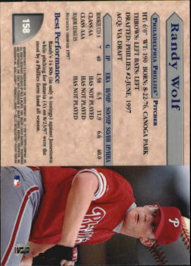 1998 Bowman's Best #158 Randy Wolf RC back image